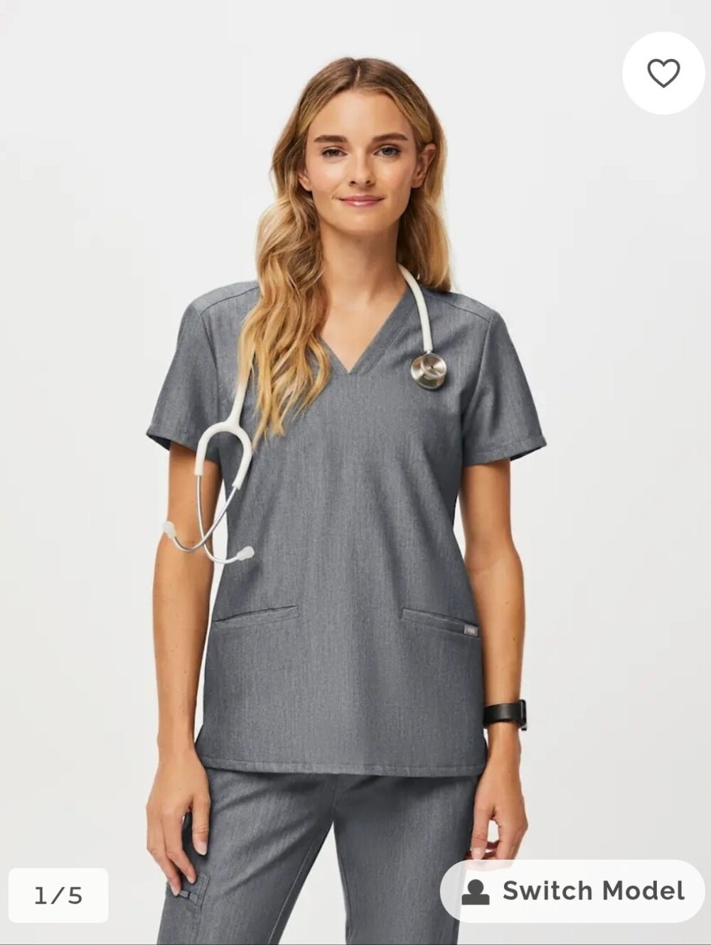Figs Casma Scrub Top Graphite Small